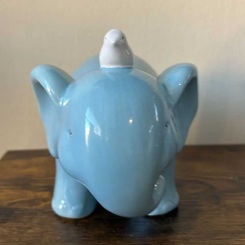 2013 POTTERY BARN KIDS BABAR THE ELEPHANT COIN PIGGY BANK WITH BLUE BIRD PB KIDS